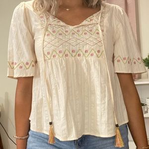 Cream Embroidered blouse